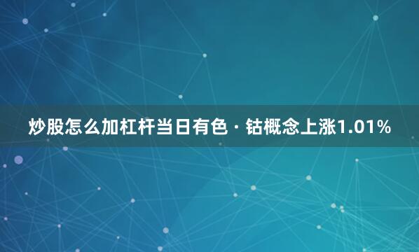 炒股怎么加杠杆当日有色 · 钴概念上涨1.01%