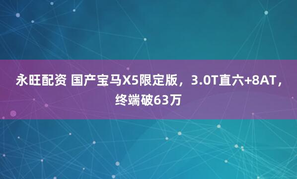 永旺配资 国产宝马X5限定版，3.0T直六+8AT，终端破63万